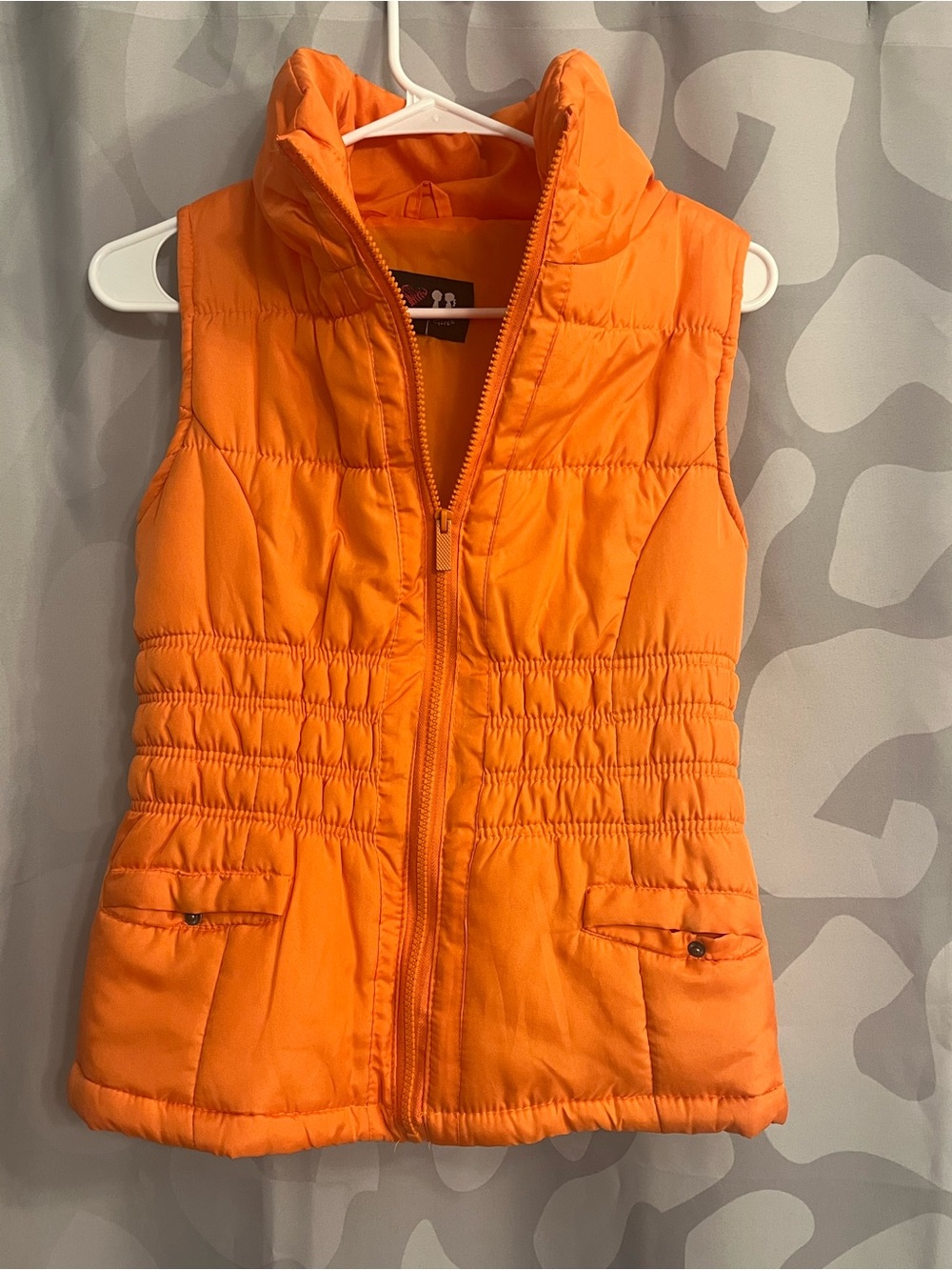 Boy Meets Girl Bright Orange Quilted Puffer Vest